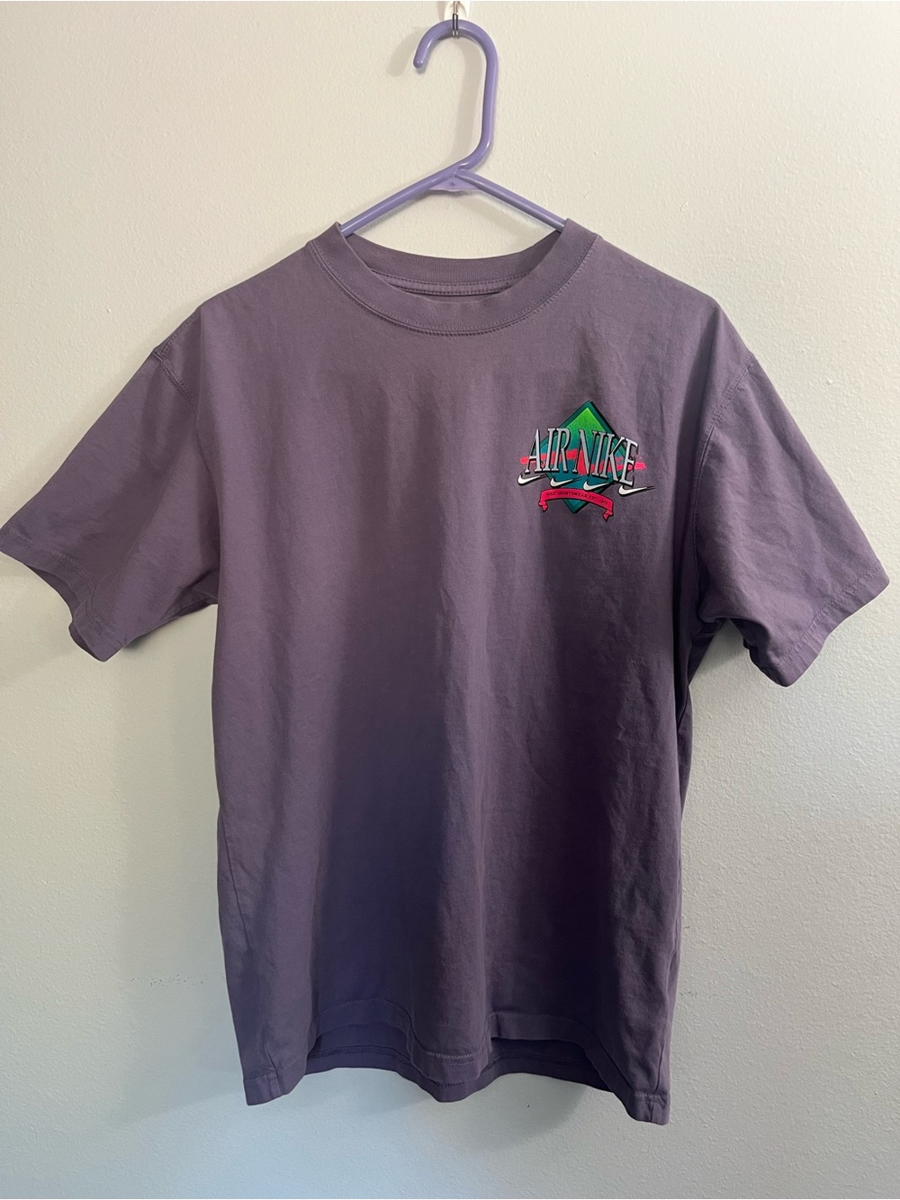 Nike Lavender Short-Sleeve Tee with Multicolor Air Nike Chest Logo